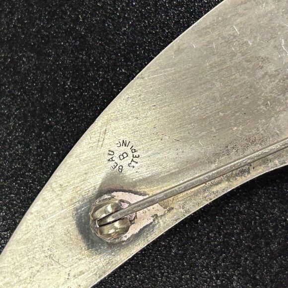 Vintage MCM Beau Sterling Boomerang Brooch Pin Mid Century Modern - Picture 5 of 8
